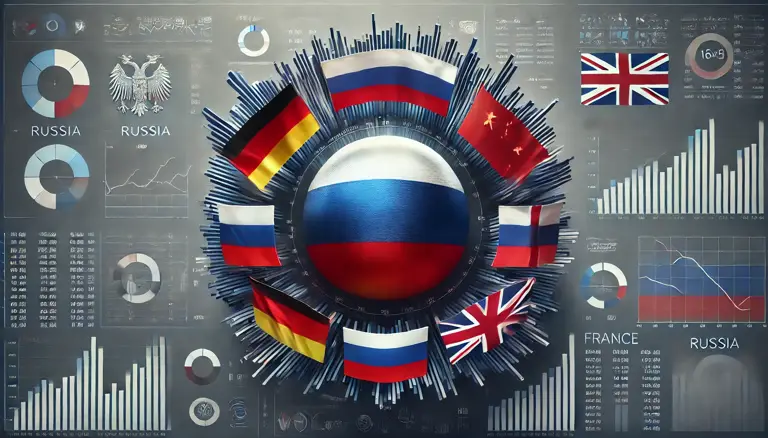 Vergleich der BIP der drei größten europäischen Volkswirtschaften und Russlands im Jahr 2023