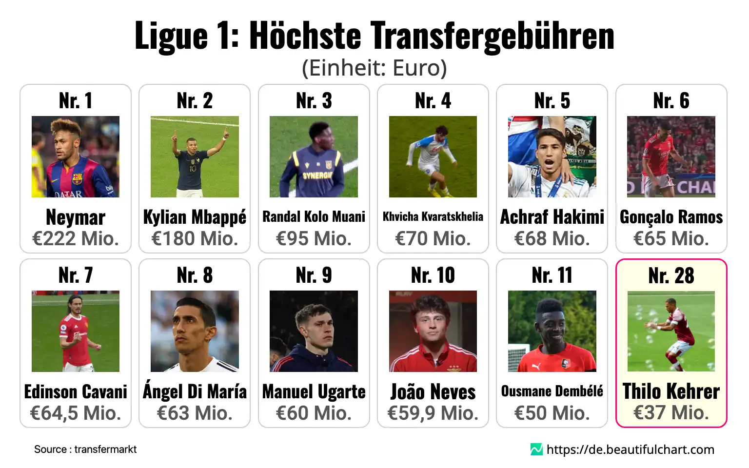 Ligue 1: Höchste Transfergebühren