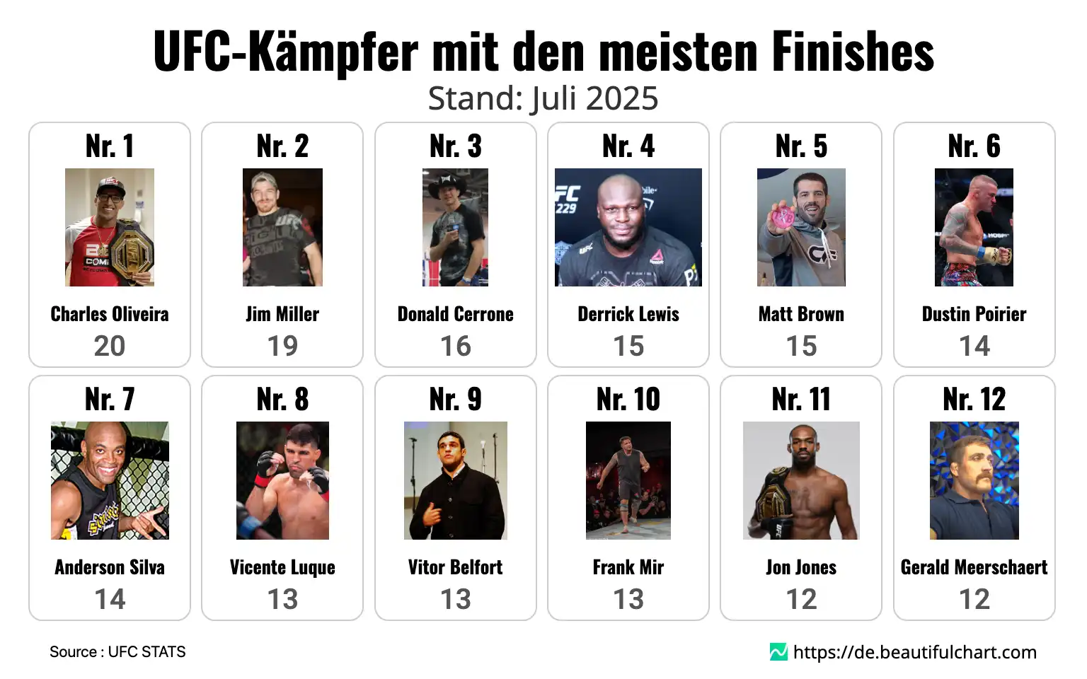 UFC-Kämpfer mit den meisten Finishes