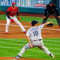 Yusei Kikuchi and Shohei Ohtani on June 8, 2019.jpg