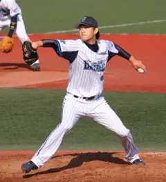 20120401 Wang Yizheng, pitcher of the Yokohama DeNA BayStars, at Yokosuka Stadium.JPG