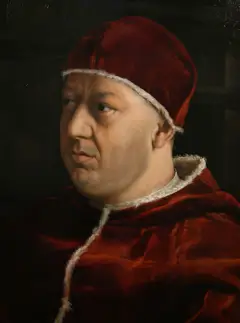 Raffaello, ritratto di papa leone X tra i cardinali luigi de' rossi e giulio de' medici, 1518, 03.jpg