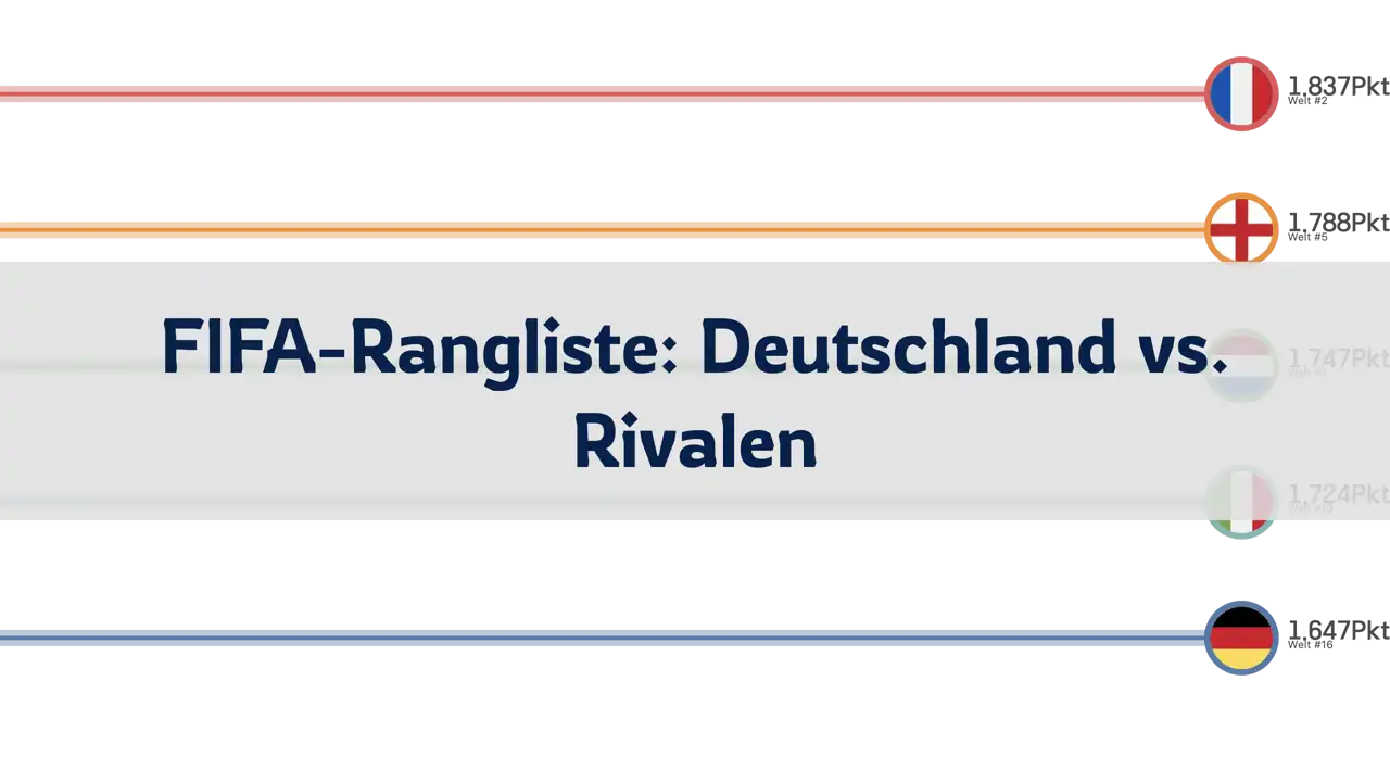 Vergleich der FIFA-Rangliste des deutschen Fußballs und der Rivalenteams, 1993 bis Juni 2024