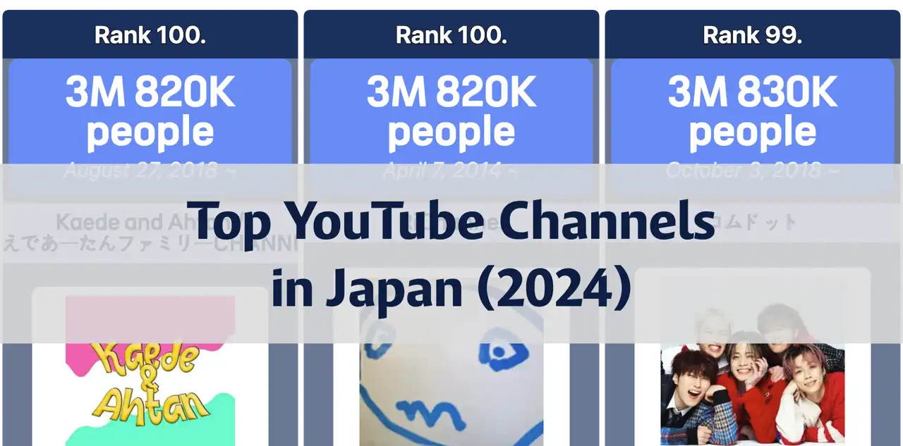 Top YouTube Channels in Japan by Subscribers (December 2024)