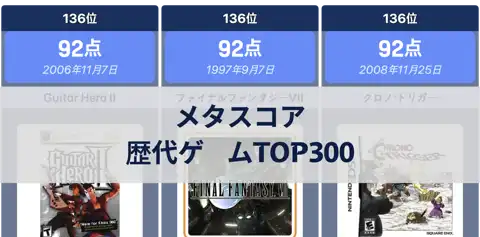 メタスコアが最も高い歴代ゲームランキングTOP300 thumbnail image