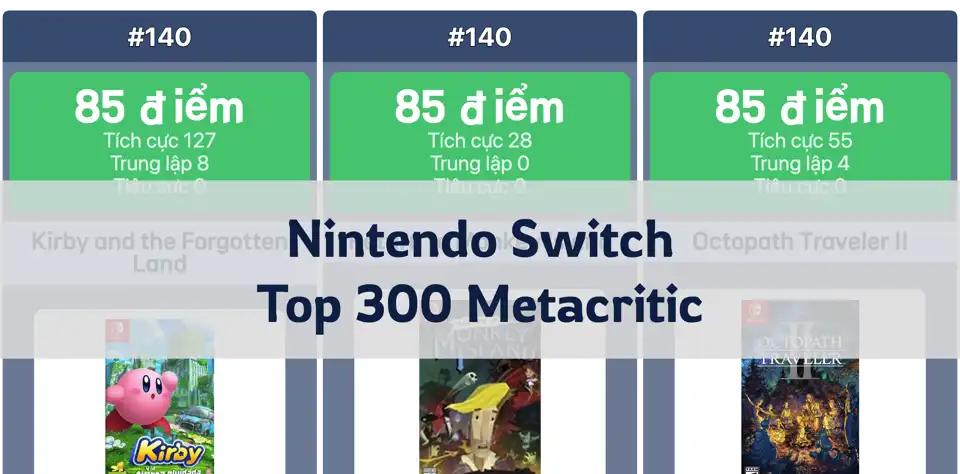 Top 300 trò chơi Nintendo Switch được đánh giá cao nhất trên Metacritic thumbnail image