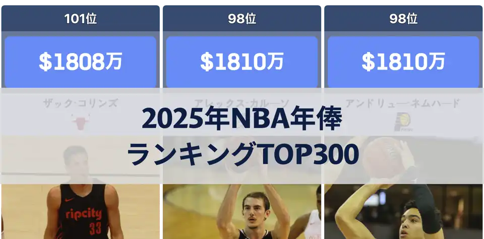 2025年NBA年俸ランキングTOP300：最も高額な契約を結んだ選手は誰か？ thumbnail image