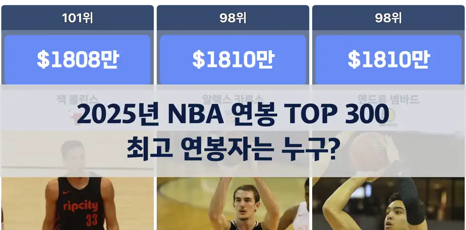 2025년 NBA 연봉 TOP 300 순위: 가장 많은 연봉을 받는 선수는 누구인가? thumbnail image