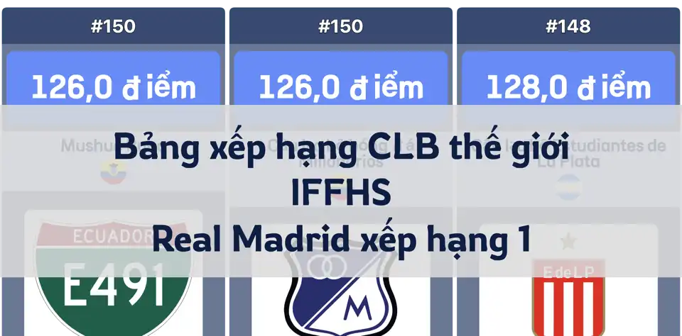 IFFHS công bố bảng xếp hạng các câu lạc bộ bóng đá thế giới: Real Madrid dẫn đầu, các đội châu Âu áp đảo thumbnail image