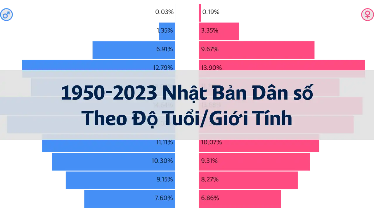 Dân số theo Độ Tuổi và Giới Tính tại Nhật Bản, 1950-2023